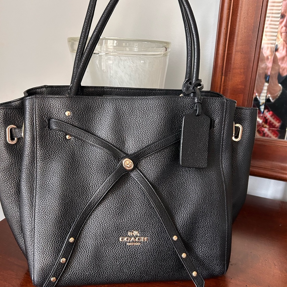 Coach Black Pebbled Leather Tote - Picture 2 of 16
